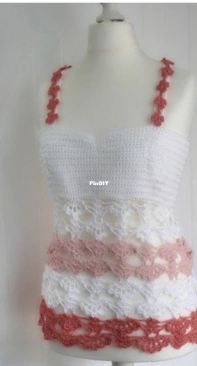 Maschen mit Liebe - Sara Karls - Top  peaches and flowers - Top Pfirsichblüte - English and German - Free