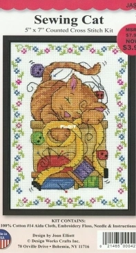 Design Works 3217 Sewing Cat by Joan Elliott PCS + XSD