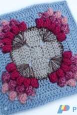Polly Plum - Flowers for a Friend - 9 inch Afghan Block - Free