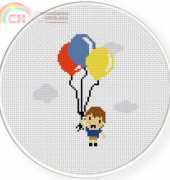 Daily Cross Stitch - Boy with Balloons