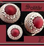 Solitär ring red and silver