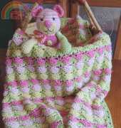 Teri Crews Designs - Teri Crews - Petal Baby Blanket and First Bear