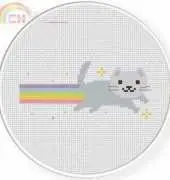 Daily Cross Stitch Rainbow Cat