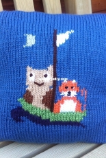 The owl and the pussycat Pillow by Bernadette Coleman-Free