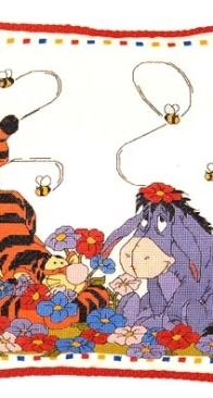Designer Stitches - H52 - Tigger And Eeyore Buzzy Bees Cushion