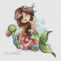 SA-pattern - Mermaid With A Turtle by Alexandra Zamorina
