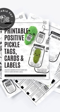 The Knotty Boss - Anna Leyzina - Printable Positive Pickle Tags, cards and Labels and Knotty Li'L Dill