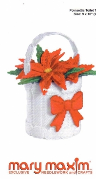 Mary Maxim  2613 Plastic Canvas  Poinsettia Toilet Tissue Cover