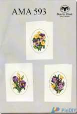 AMA 593 (Svarta Fåret) 3 springflowers cards (tulips, pansies, crocuses)