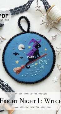 Stitch with Coffee Designs -Fright Night Series 1 - Witchy Halloween Cat