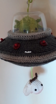 Flying Saucer with Alien and Cow