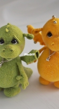 Knitted Art Toys - Elena Khiminchenko  - Елена Химинченко - Dragons Lime and Lemon - Дракончики Лайм и Лимончик - Russian