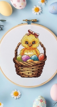 AVastya Stitch - Chick in a Basket by Nastya Vasenkova