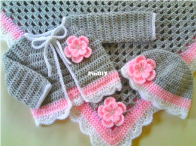 Tatjana Boutique - Tatjana474/ TatjanaBo - #52 - Baby Blanket, Cardigan and hat 0-3 months