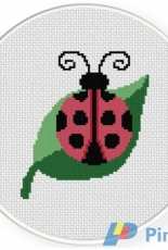 Daily Cross Stitch - Ladybug On The Leaf