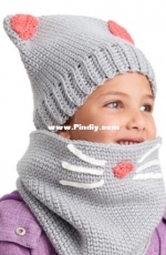 Yarnspirations - Red Heart - Crochet kitty hat and cowl - Free