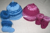 Omas Baby Booties and Hat by Knitted Moon Designs-Free