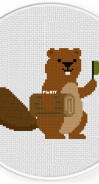 Daily Cross Stitch - Beaver with Flag