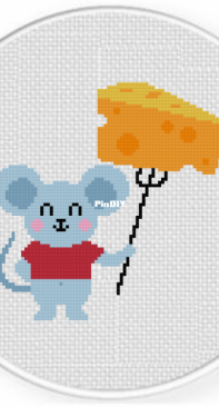 Daily Cross Stitch - Cheese on Fork Mouse