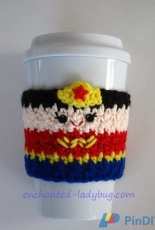The Enchanted Ladybug - Angie Hale - Wonder Woman Crochet Coffee Cup Cozy - Free