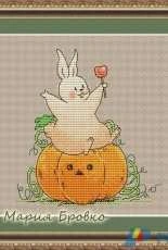 Rabbit on A Pumpkin by Maria Brovko