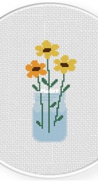 Daily Cross Stitch - Yellow Flowers in Water Jar
