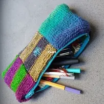 Wasted yarn pencil bag