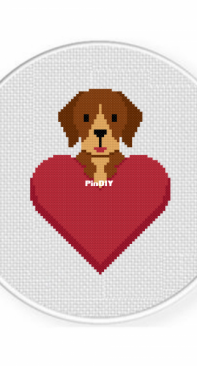 Daily Cross Stich - Puppy Love Heart