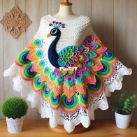 Crochet peacock poncho