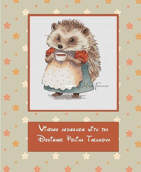 Vintage_Hedgehog With Tea by Polina Tarusova orig.jpg