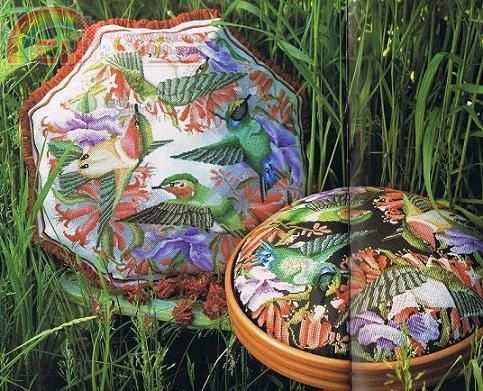Hummingbird cushion and foot stool