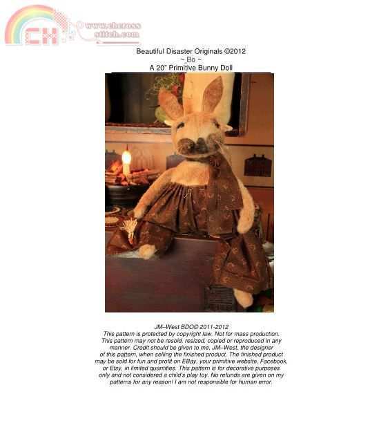 Beautiful Disaster Originals - Primitive Bunny Doll.JPG