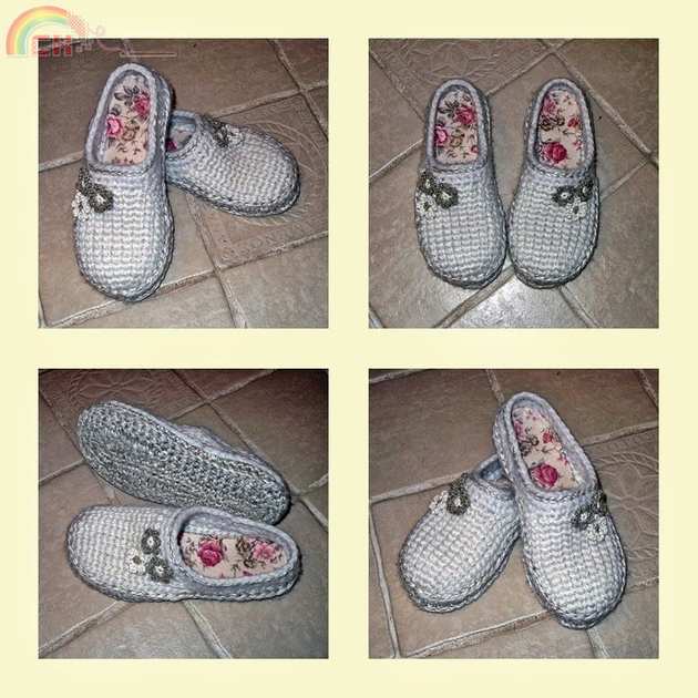 Crochet-Knit White Slipper-Clogs