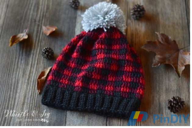 Women's Plaid Crochet Hat.JPG